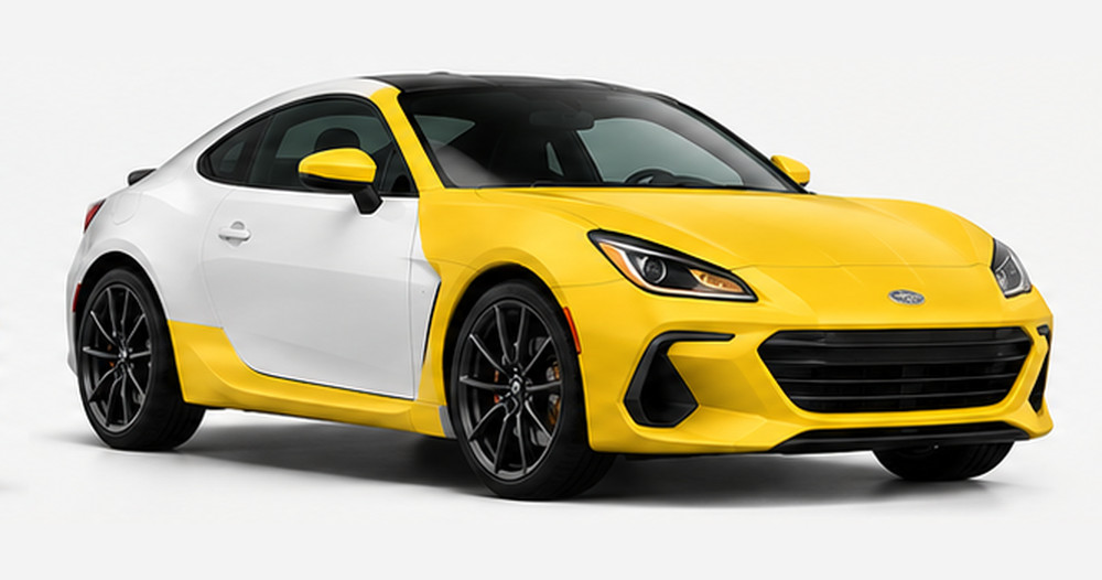 The same car with the front end and the side rocker panels shown in colour